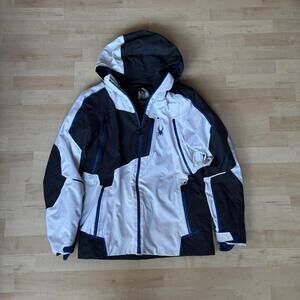 Spyder Goretex Waterproof Insulated White Gray Ski Jacket Sz M